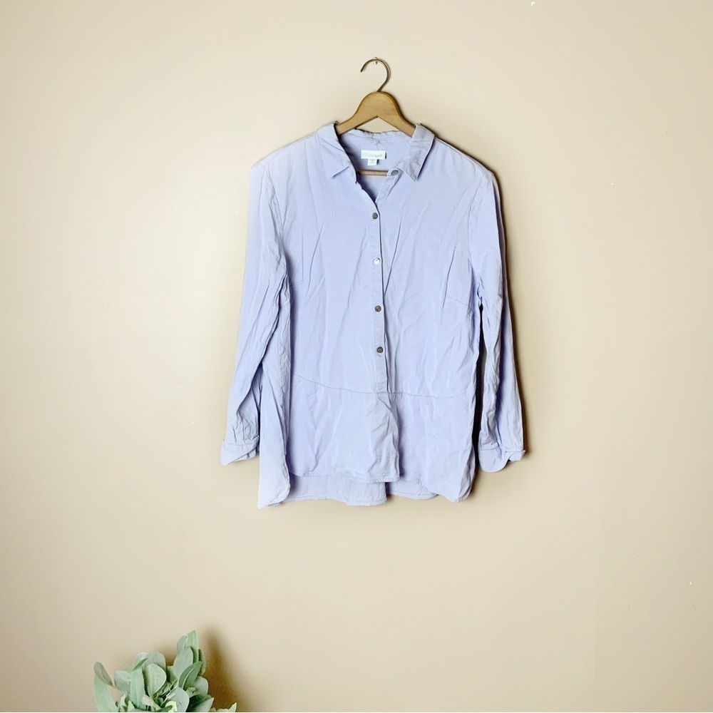 [J. Jill] Light Blue Popover Long Sleeve Lyocell Rayon Essentials Top